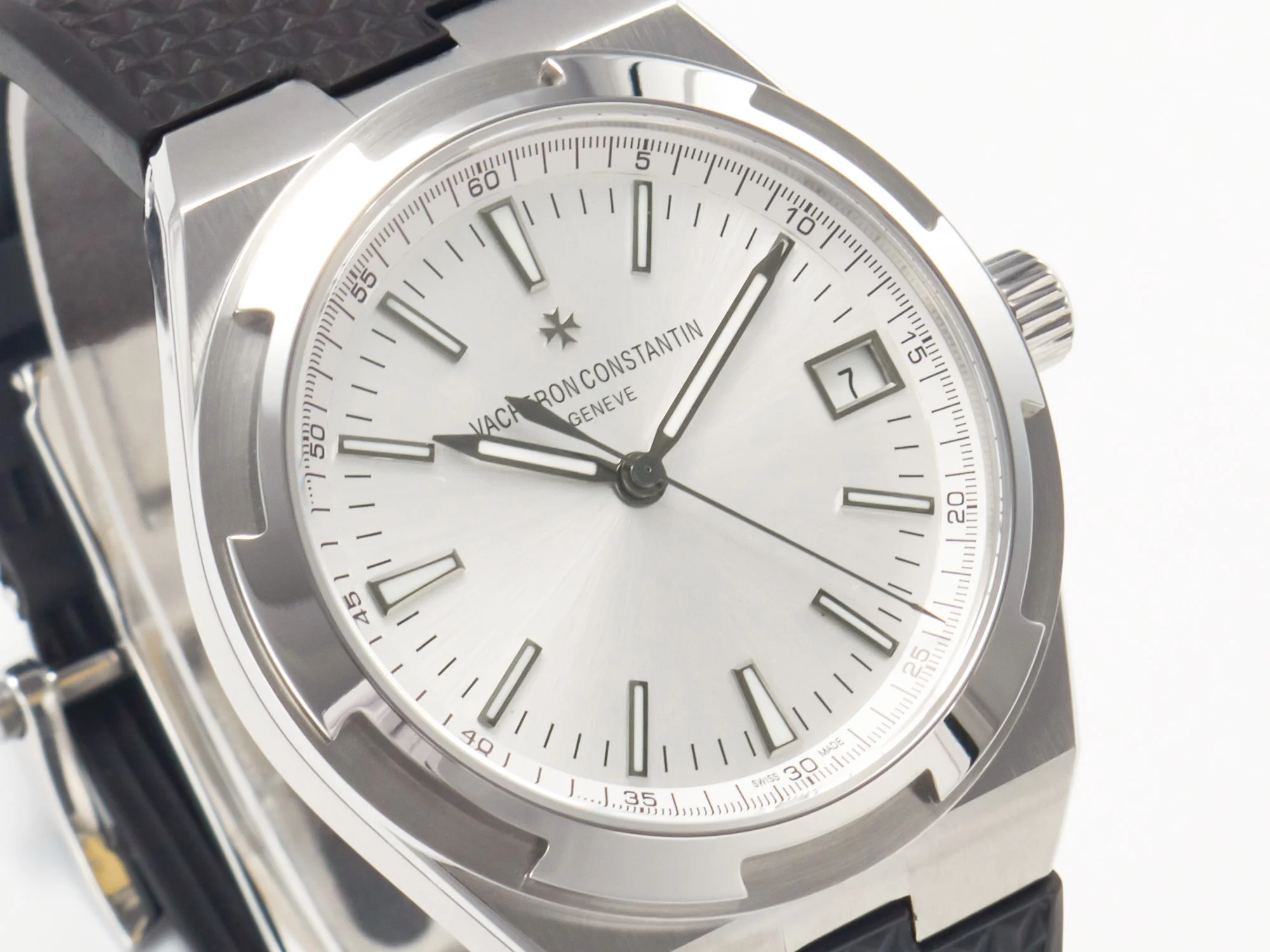 Overseas 4500V SS MKSF 1:1 Best Edition White Dial on Black Rubber Strap A5100
