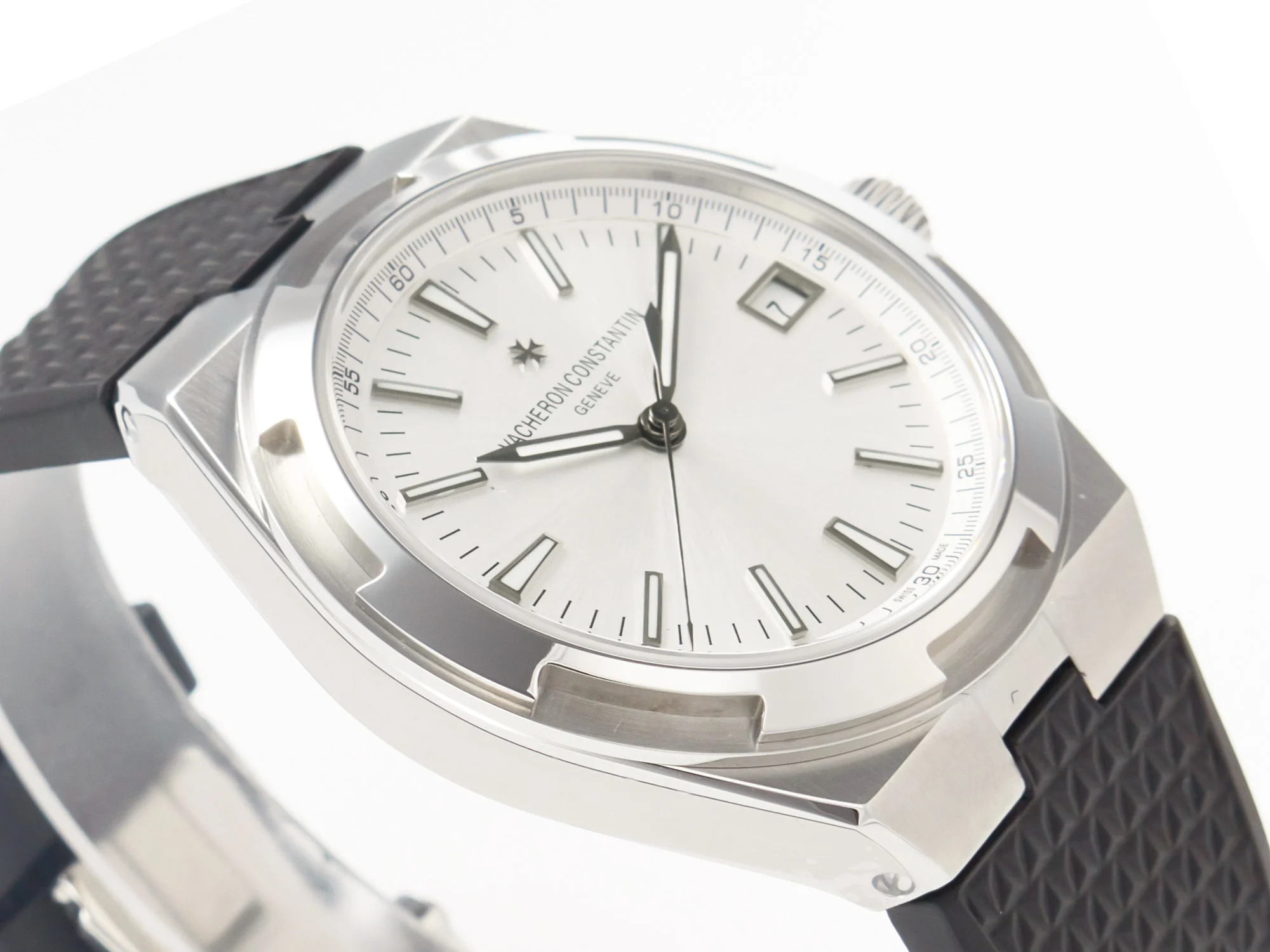 Overseas 4500V SS MKSF 1:1 Best Edition White Dial on Black Rubber Strap A5100