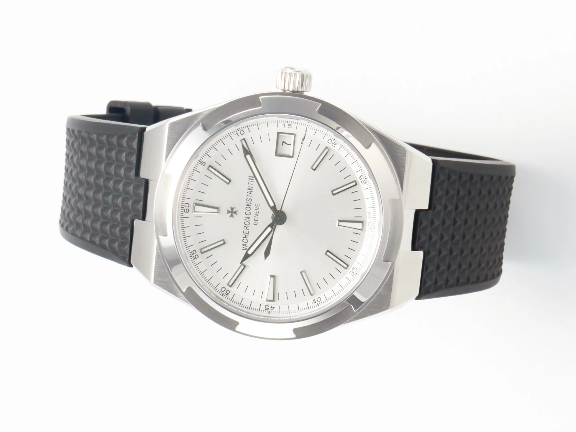 Overseas 4500V SS MKSF 1:1 Best Edition White Dial on Black Rubber Strap A5100