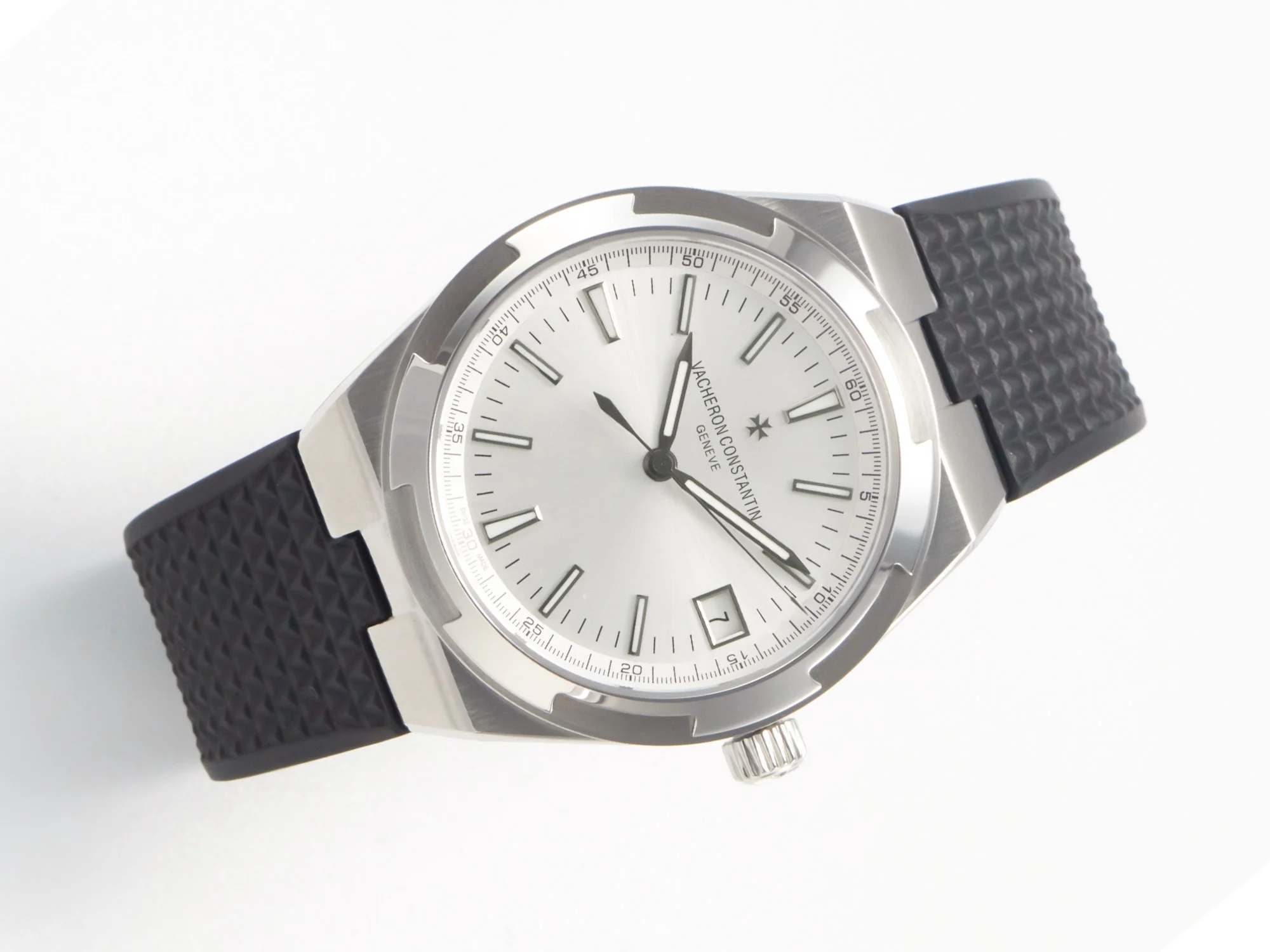 Overseas 4500V SS MKSF 1:1 Best Edition White Dial on Black Rubber Strap A5100