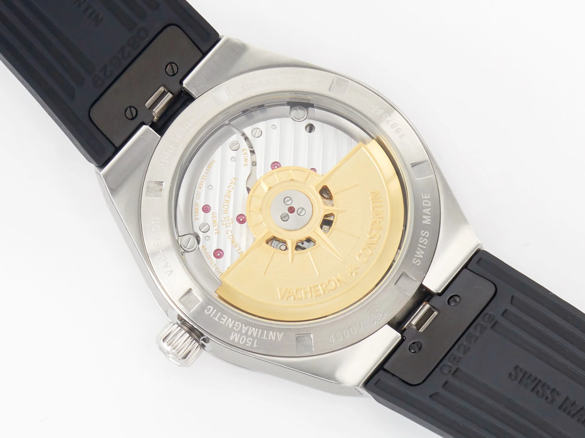 Overseas 4500V SS MKSF 1:1 Best Edition White Dial on Black Rubber Strap A5100