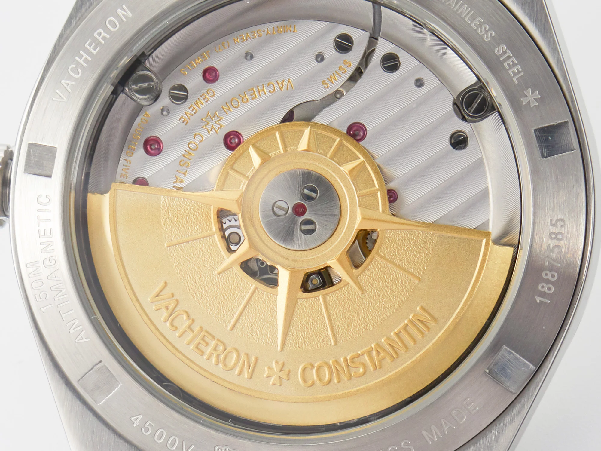Overseas 4500V SS MKSF 1:1 Best Edition White Dial on Black Rubber Strap A5100