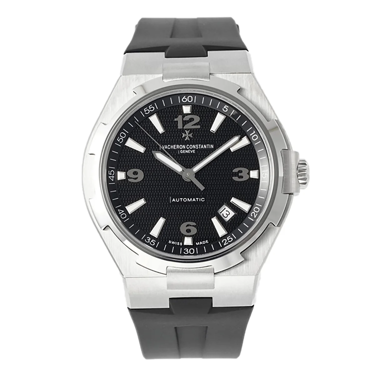 Overseas Automatic 47040 Black Dial in Steel on Rubber Strap