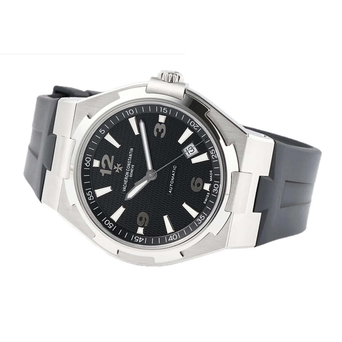 Overseas Automatic 47040 Black Dial in Steel on Rubber Strap