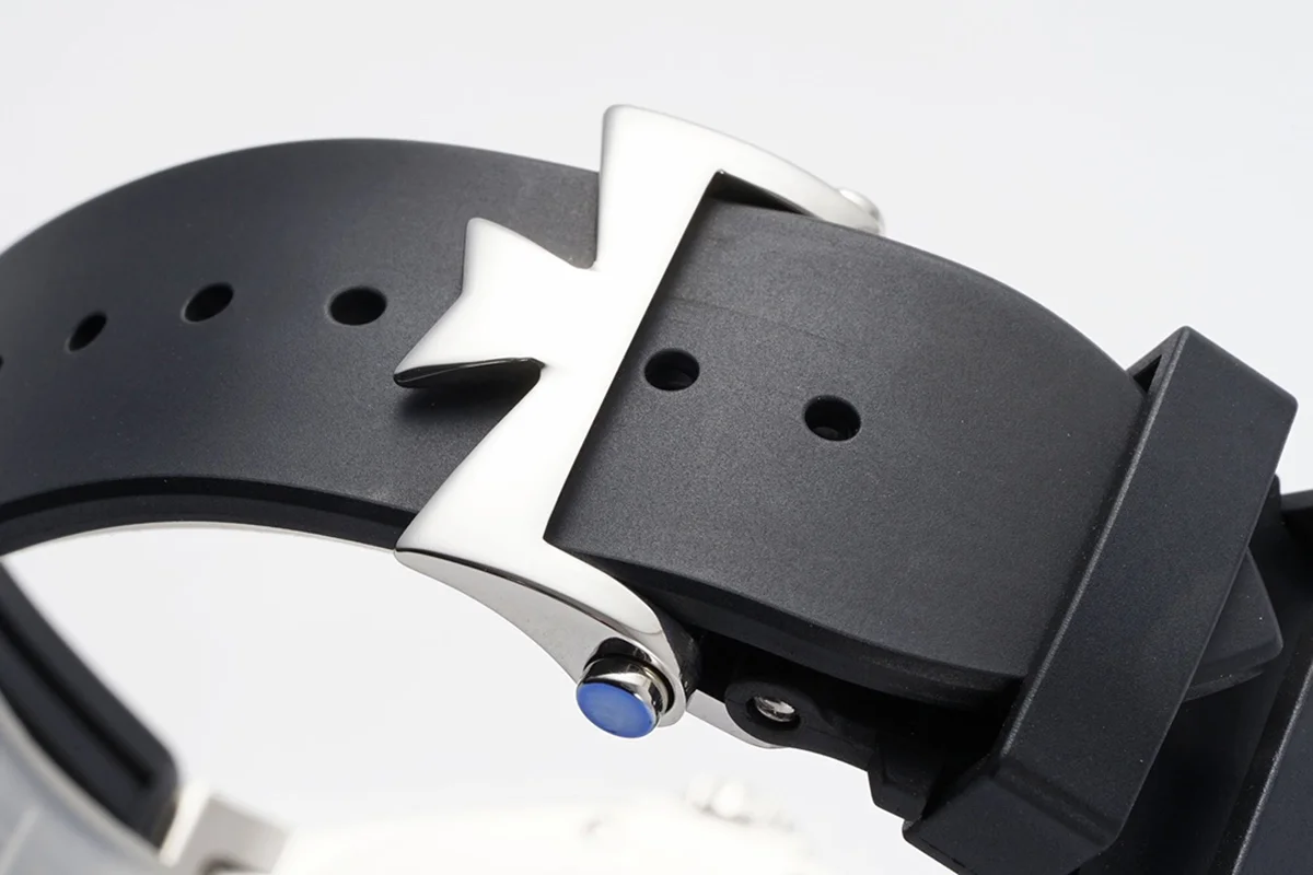 Overseas Automatic 47040 Black Dial in Steel on Rubber Strap