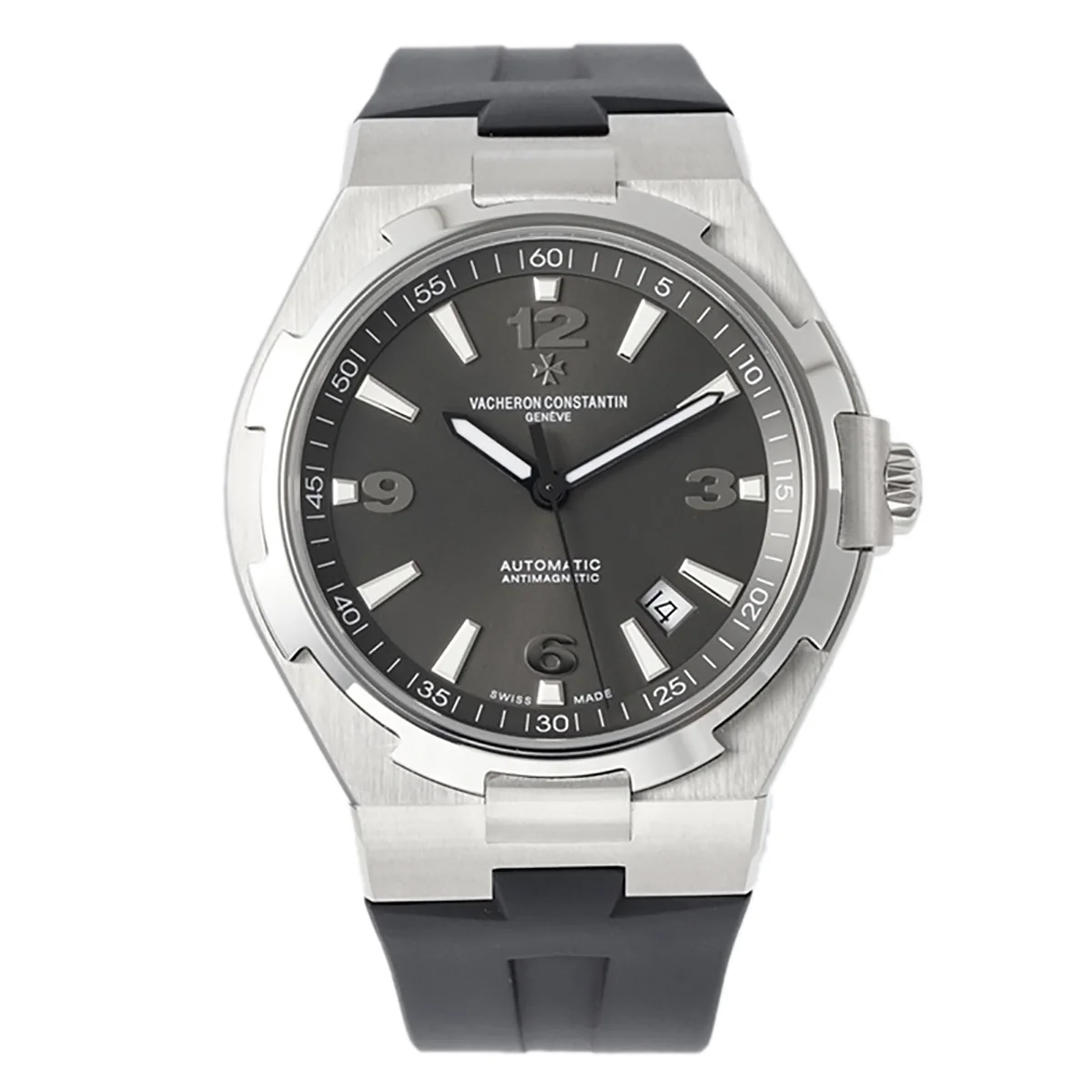 Overseas Automatic 47040 Grey Dial in Steel on Rubber Strap