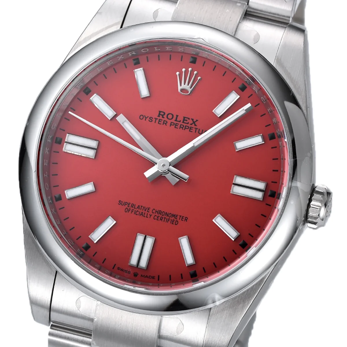 Oyster Perpetual 41mm Coral Red Dial 124300