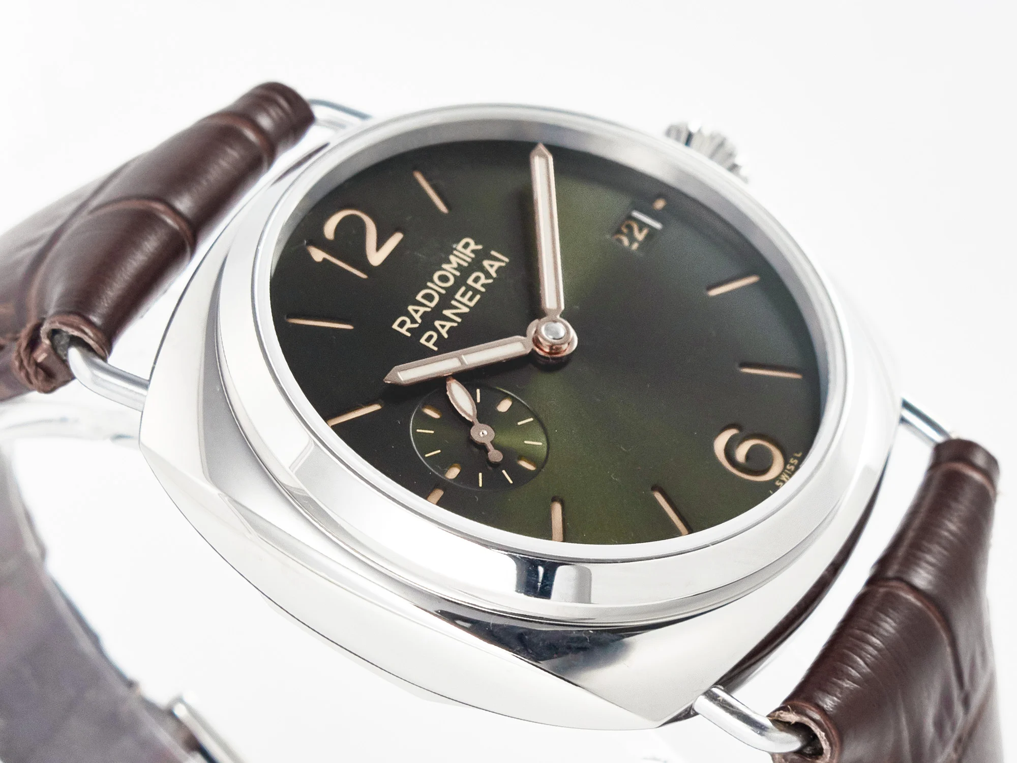 PAM1386 Radiomir 40mm TTF 1:1 Best Edition Green Dial on Brown Leather Strap P900