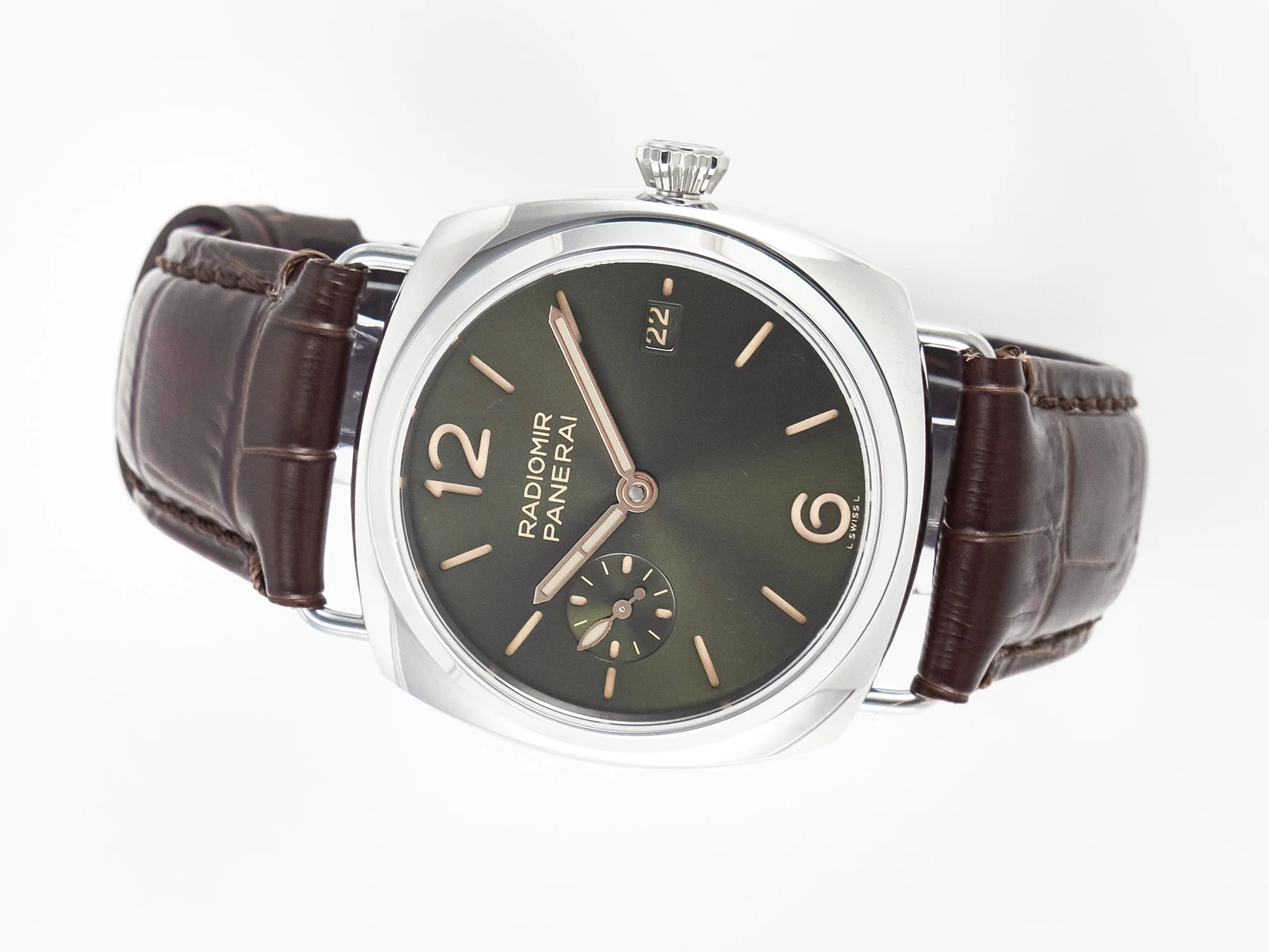 PAM1386 Radiomir 40mm TTF 1:1 Best Edition Green Dial on Brown Leather Strap P900