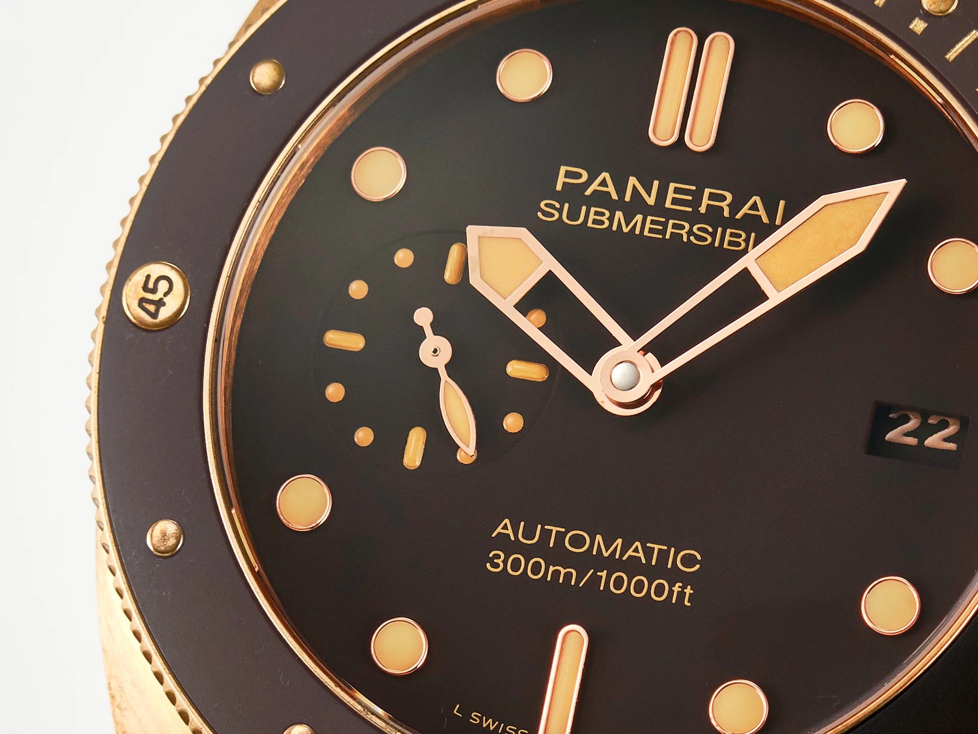 PAM968 V Bronzo VSF 1:1 Best Edition Brown Ceramic Bezel and Dial on Brown Calfskin Strap P.9010 Clone