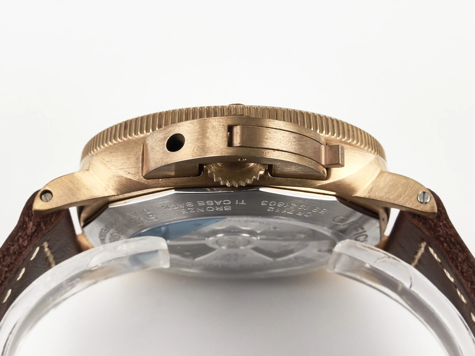 PAM968 V Bronzo VSF 1:1 Best Edition Brown Ceramic Bezel and Dial on Brown Calfskin Strap P.9010 Clone