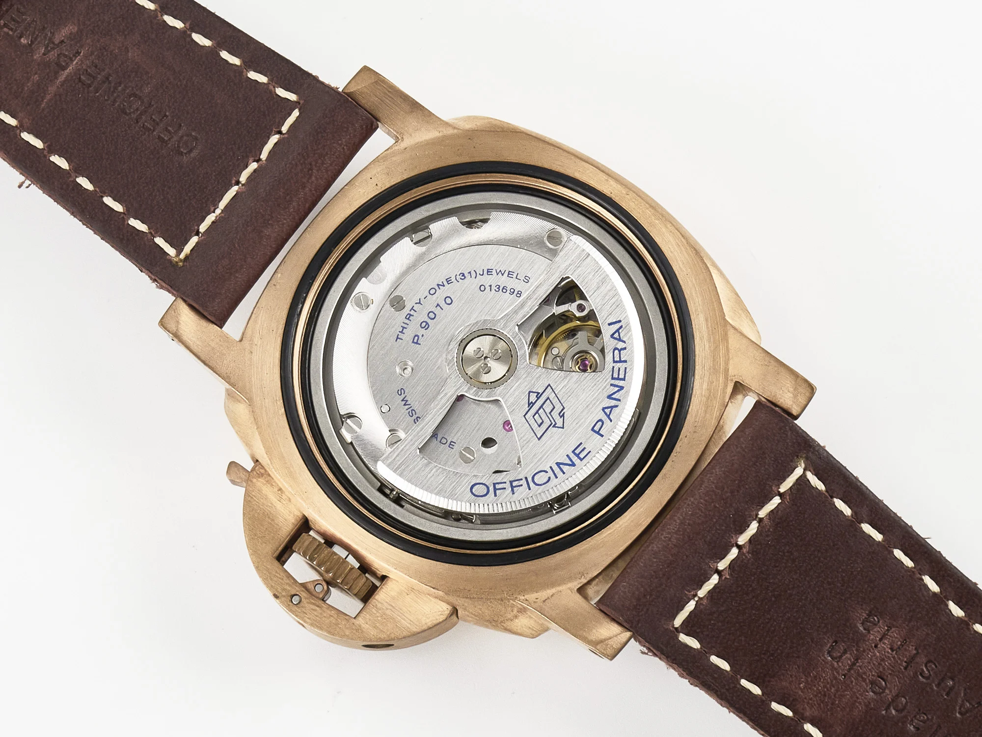 PAM968 V Bronzo VSF 1:1 Best Edition Brown Ceramic Bezel and Dial on Brown Calfskin Strap P.9010 Clone