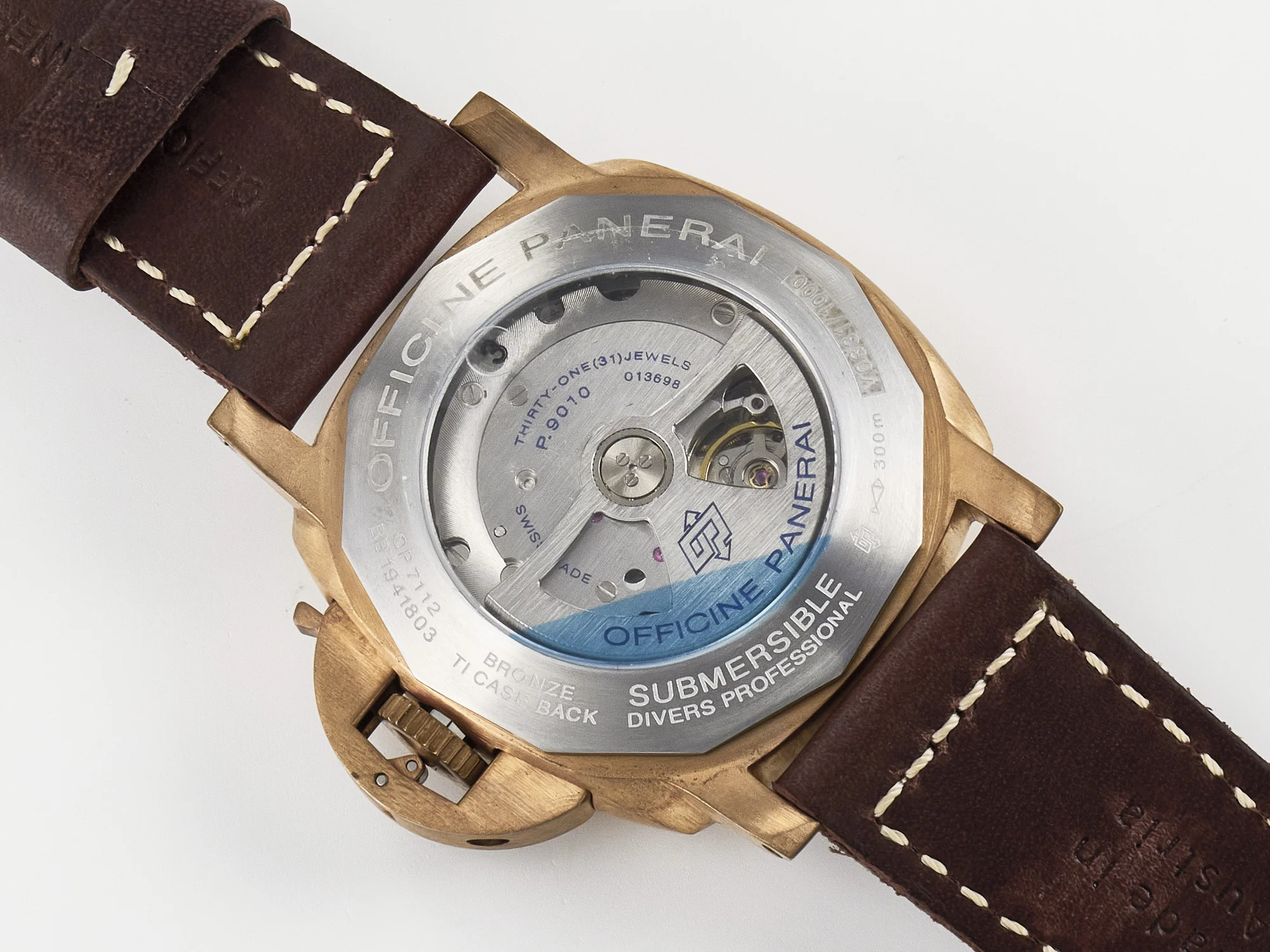 PAM968 V Bronzo VSF 1:1 Best Edition Brown Ceramic Bezel and Dial on Brown Calfskin Strap P.9010 Clone