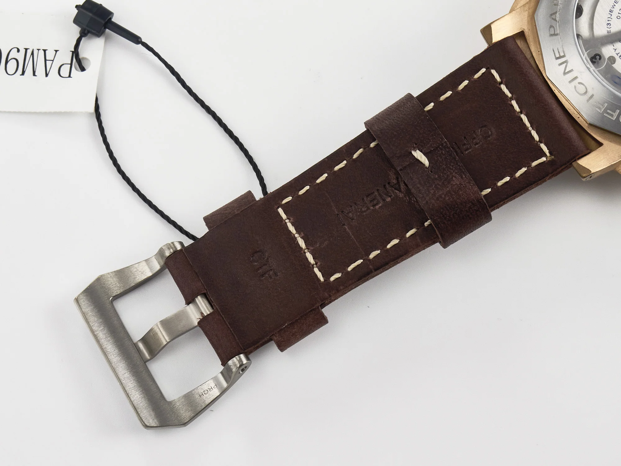PAM968 V Bronzo VSF 1:1 Best Edition Brown Ceramic Bezel and Dial on Brown Calfskin Strap P.9010 Clone