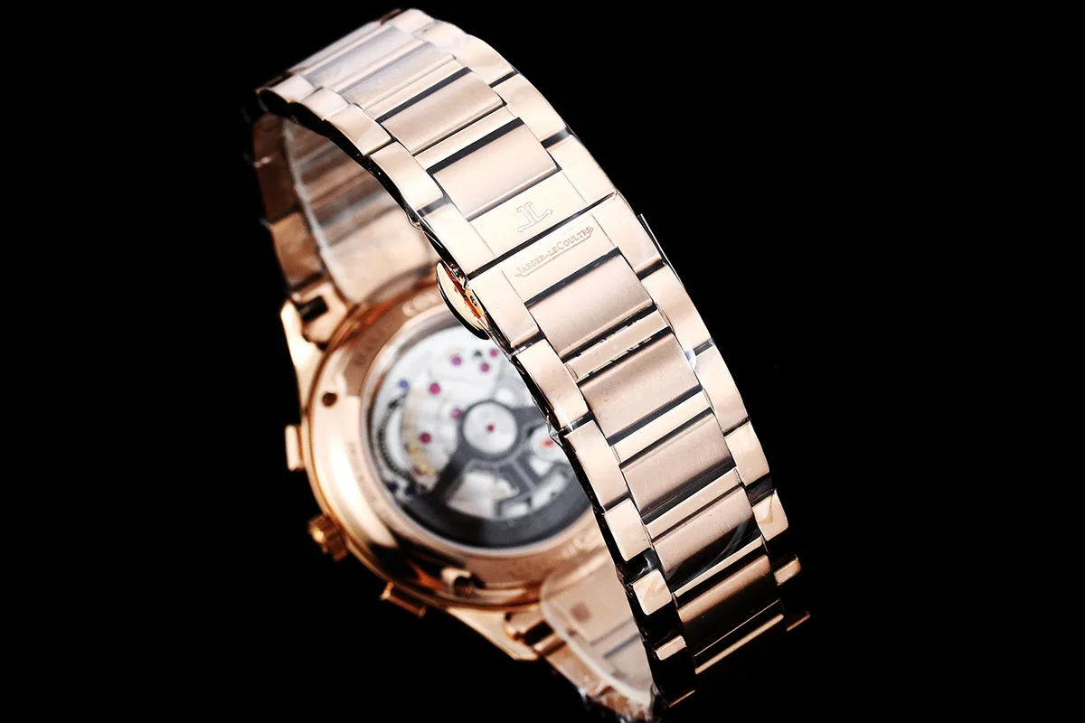 Polaris Chronograph Black Dial in Rose Gold on Bracelet