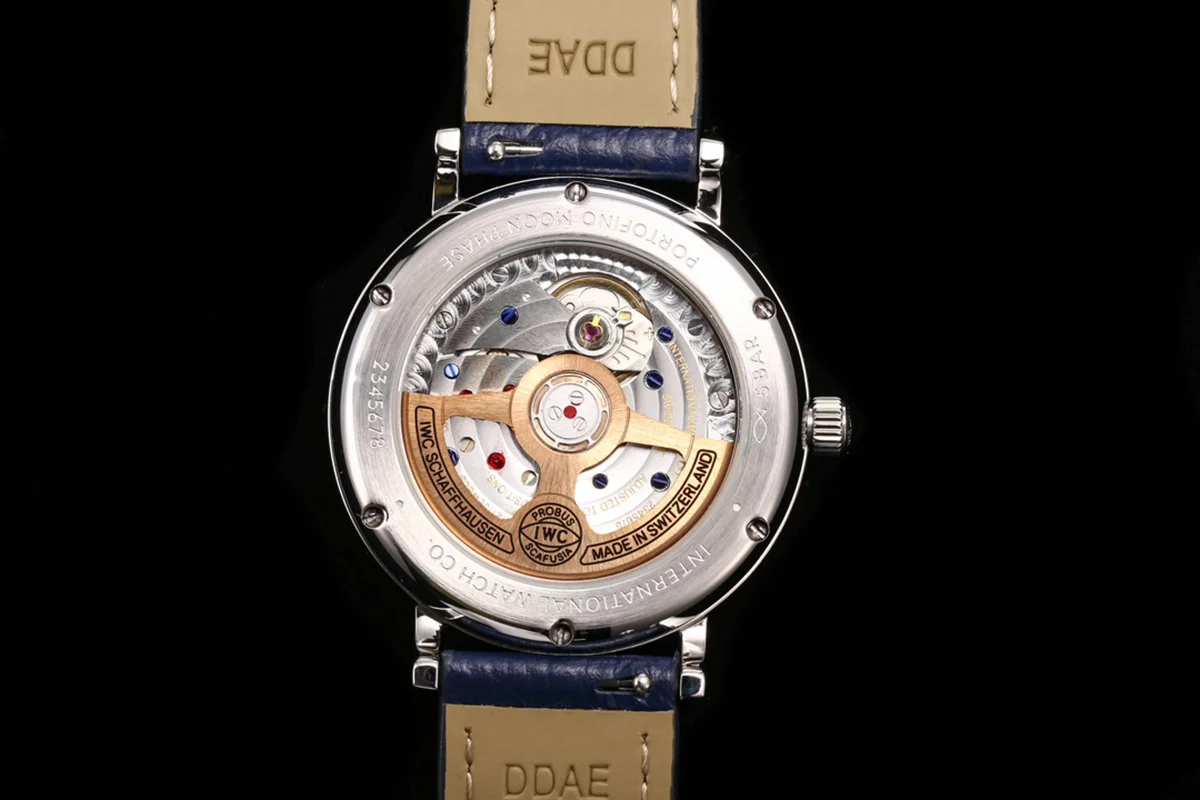 Portofino IW659601 Automatic Moon Phase 37 White Dial on Blue Leather Strap