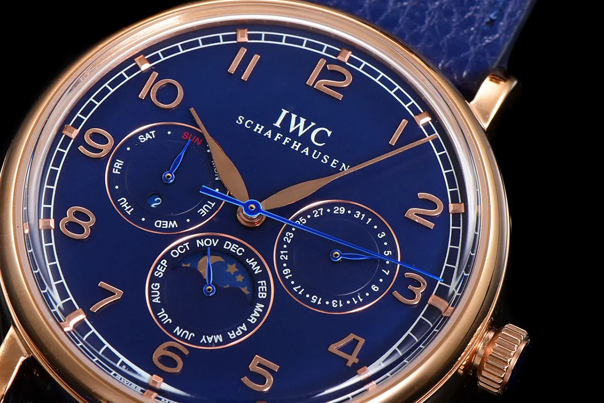 Portofino Perpetual Calendar IW3446 Blue Dial in Rose Gold
