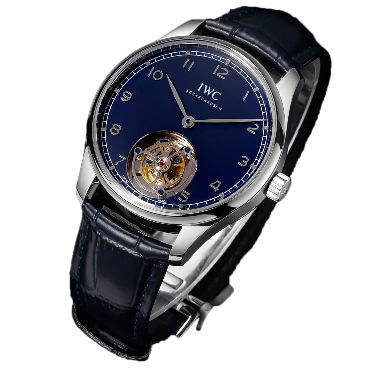 Portugieser Hand-Wound Tourbillon Blue Dial in Steel IW5458