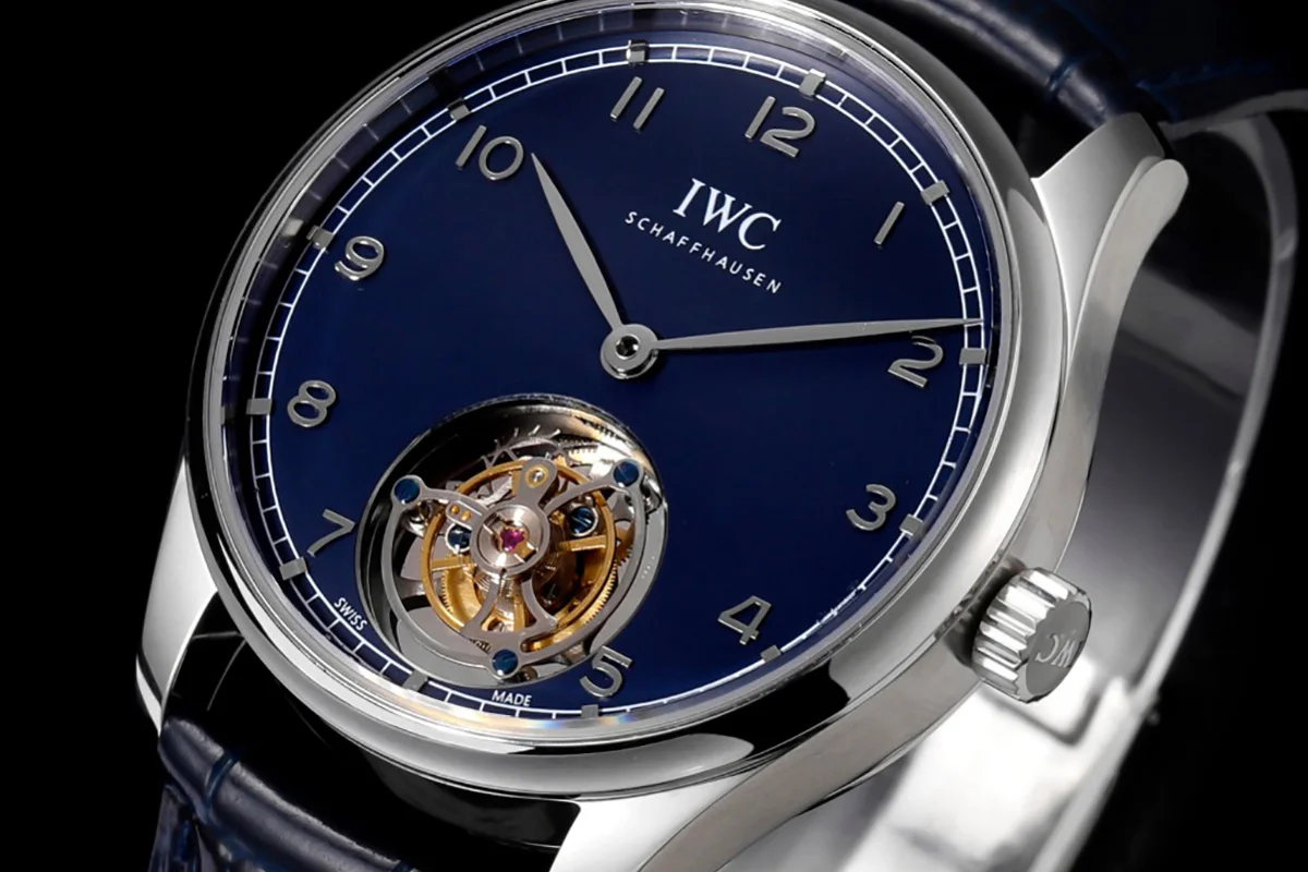 Portugieser Hand-Wound Tourbillon Blue Dial in Steel IW5458