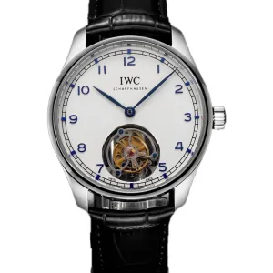 Portugieser Hand-Wound Tourbillon White Dial in Steel IW5458