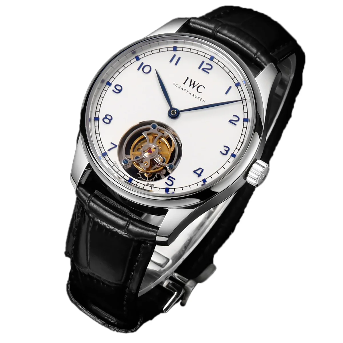 Portugieser Hand-Wound Tourbillon White Dial in Steel IW5458