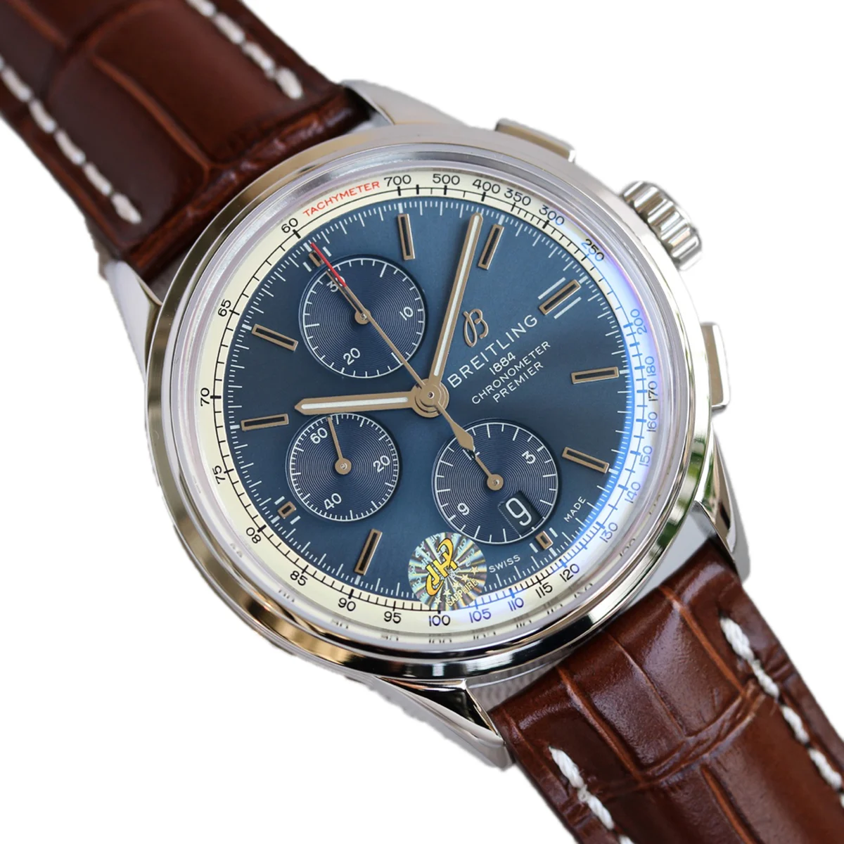 Premier B01 Chronograph 42 Blue Dial on Leather Strap Ref. A13315351C1X2