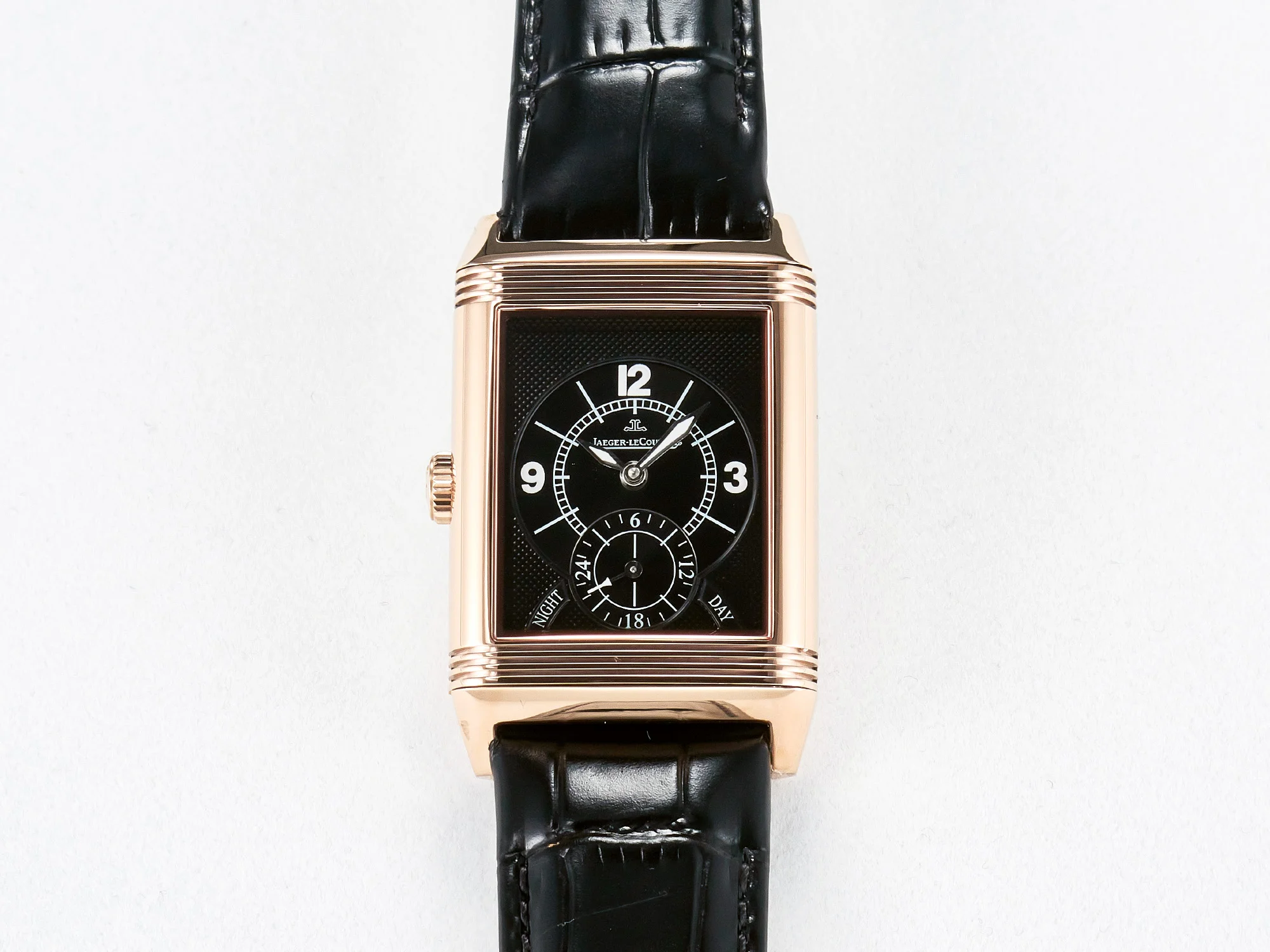 Reverso Classic Duoface Small Seconds RG MGF Best Edition White Textured Dial on Black Leather Strap A854A