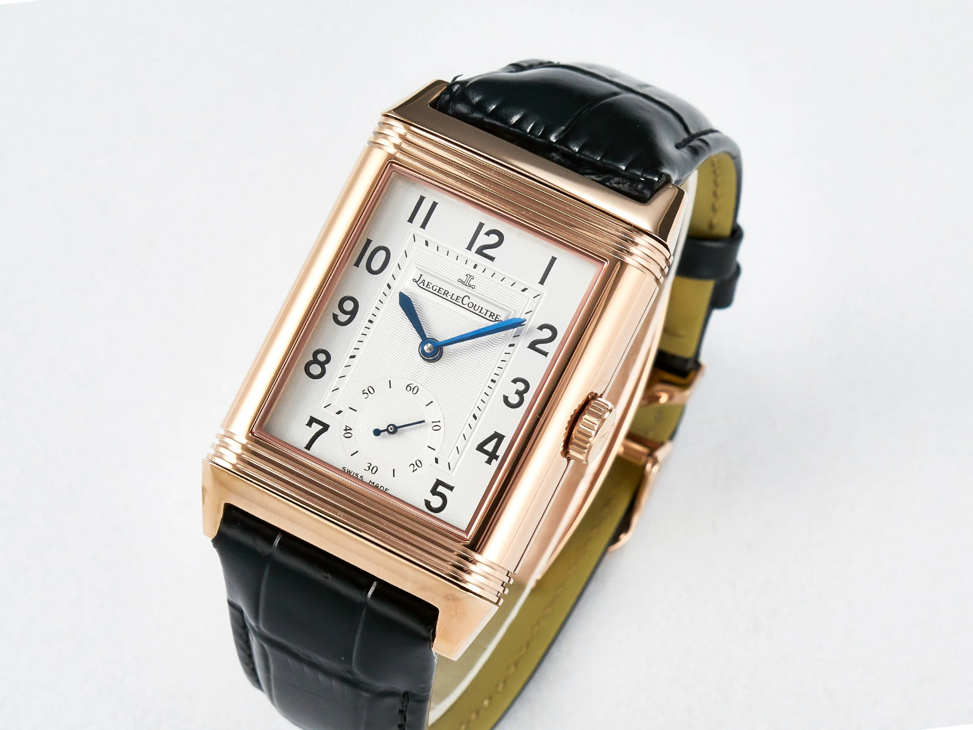 Reverso Classic Duoface Small Seconds RG MGF Best Edition White Textured Dial on Black Leather Strap A854A