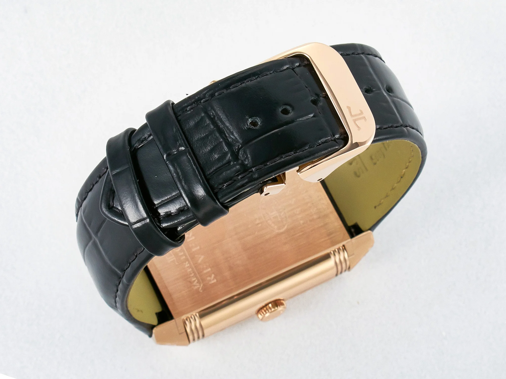 Reverso Classic Duoface Small Seconds RG MGF Best Edition White Textured Dial on Black Leather Strap A854A