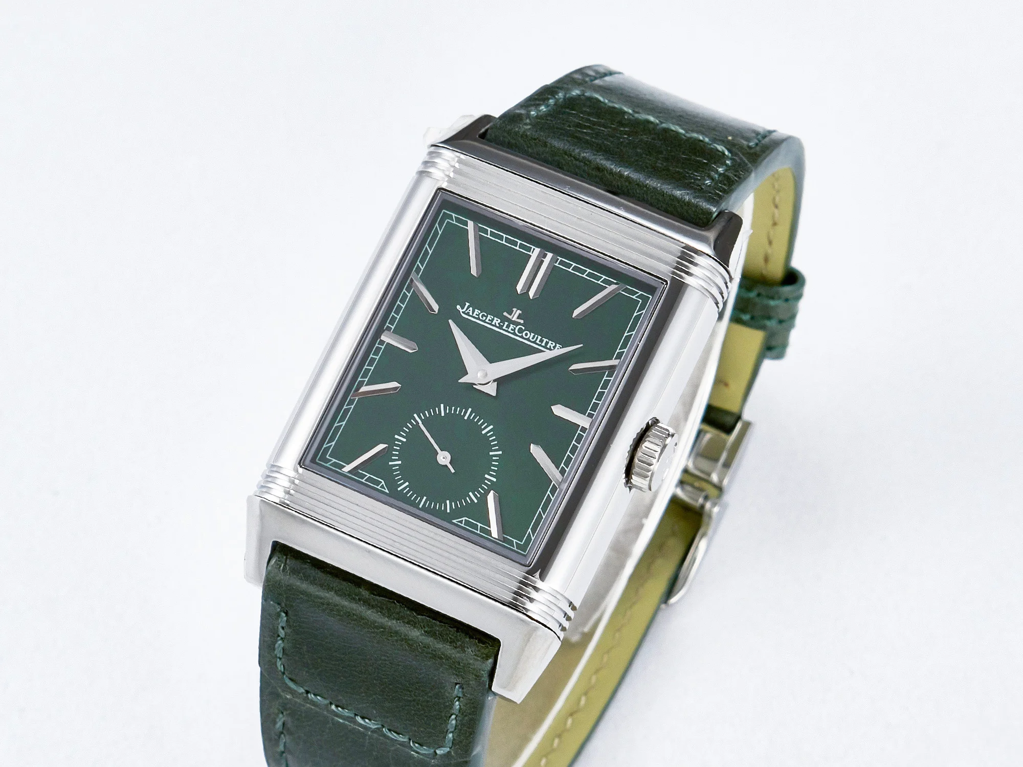Reverso Classic Duoface Small Seconds SS MGF Best Edition White Textured Dial on Black Leather Strap A854A