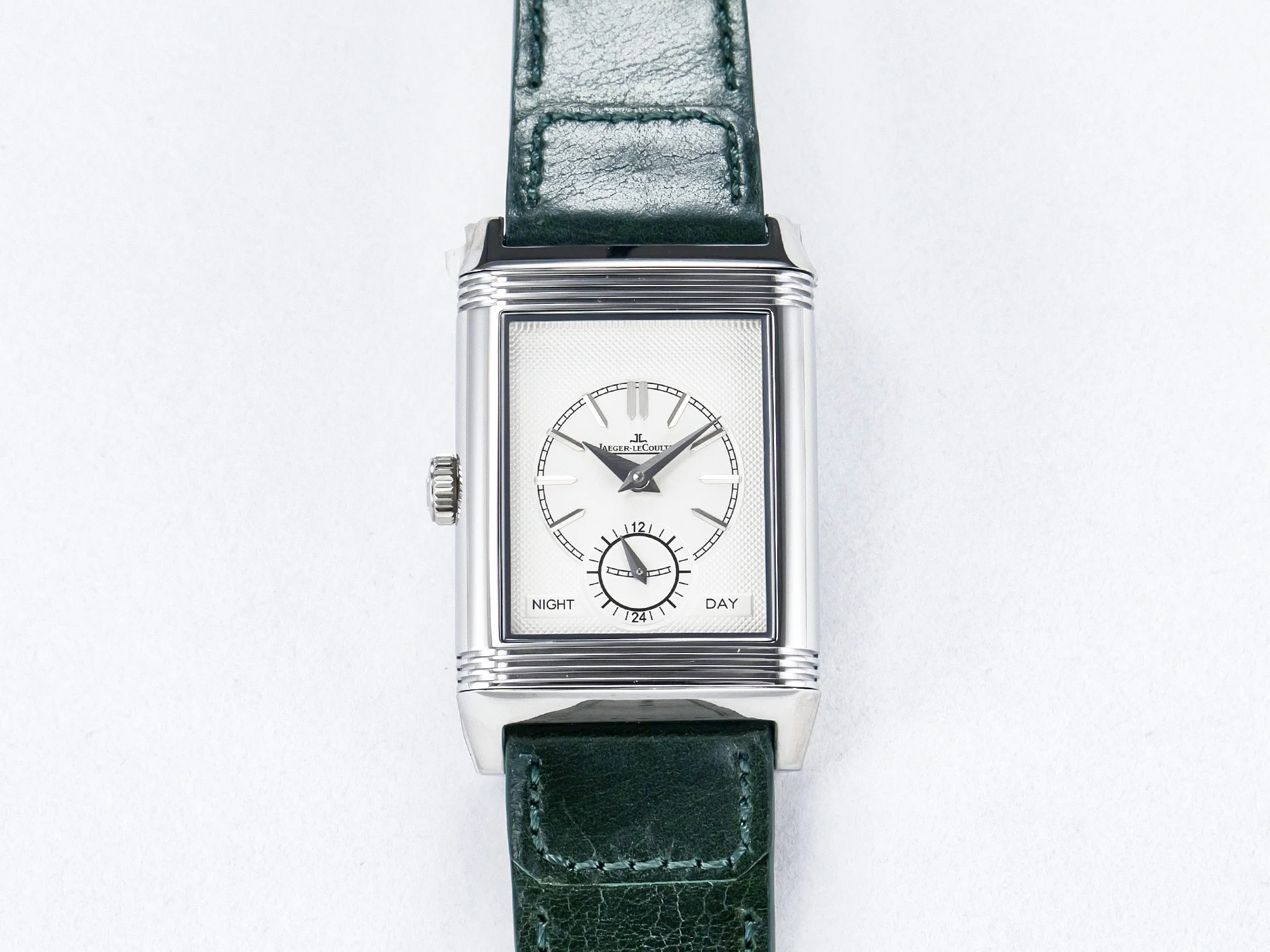 Reverso Classic Duoface Small Seconds SS MGF Best Edition White Textured Dial on Black Leather Strap A854A