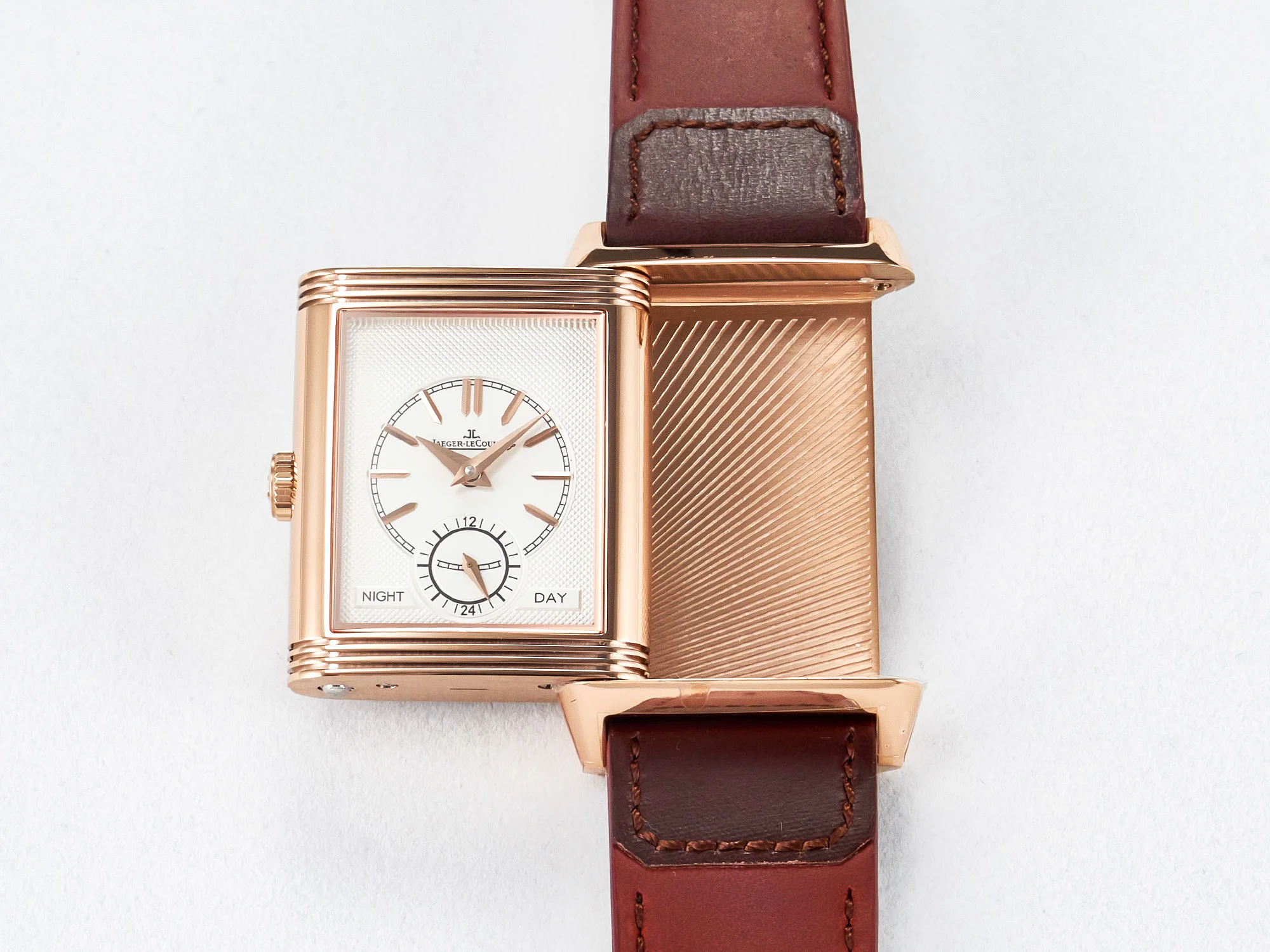 Reverso Tribute Duoface Small Seconds RG MGF Best Edition Black Dial on Red Leather Strap A854A