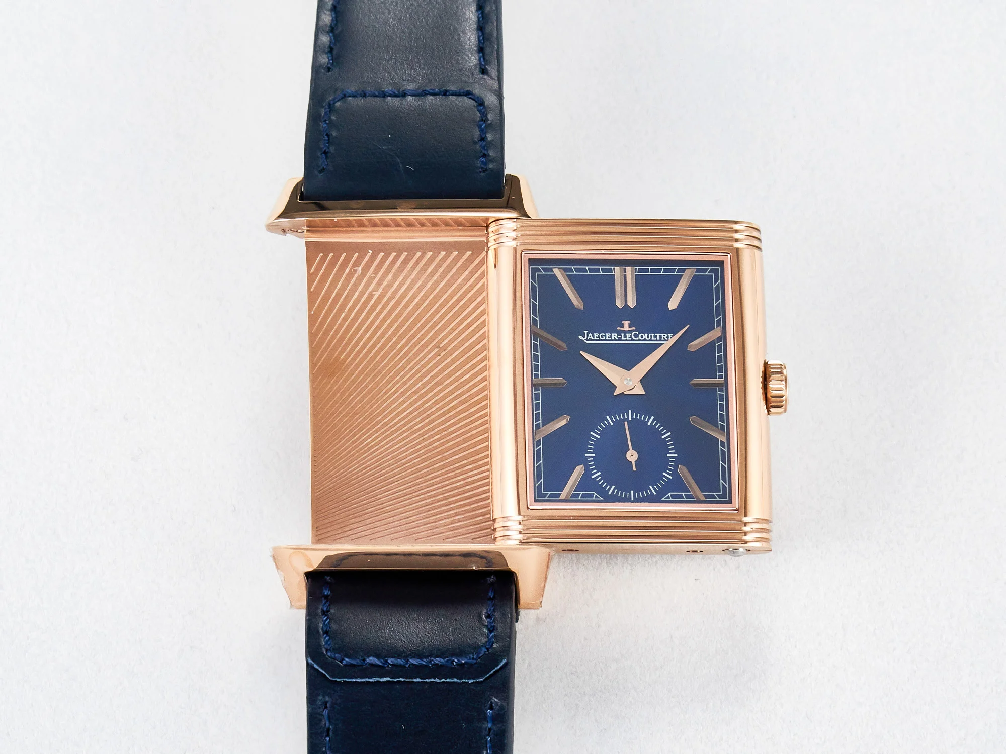 Reverso Tribute Duoface Small Seconds RG MGF Best Edition Blue Dial on Blue Leather Strap A854A