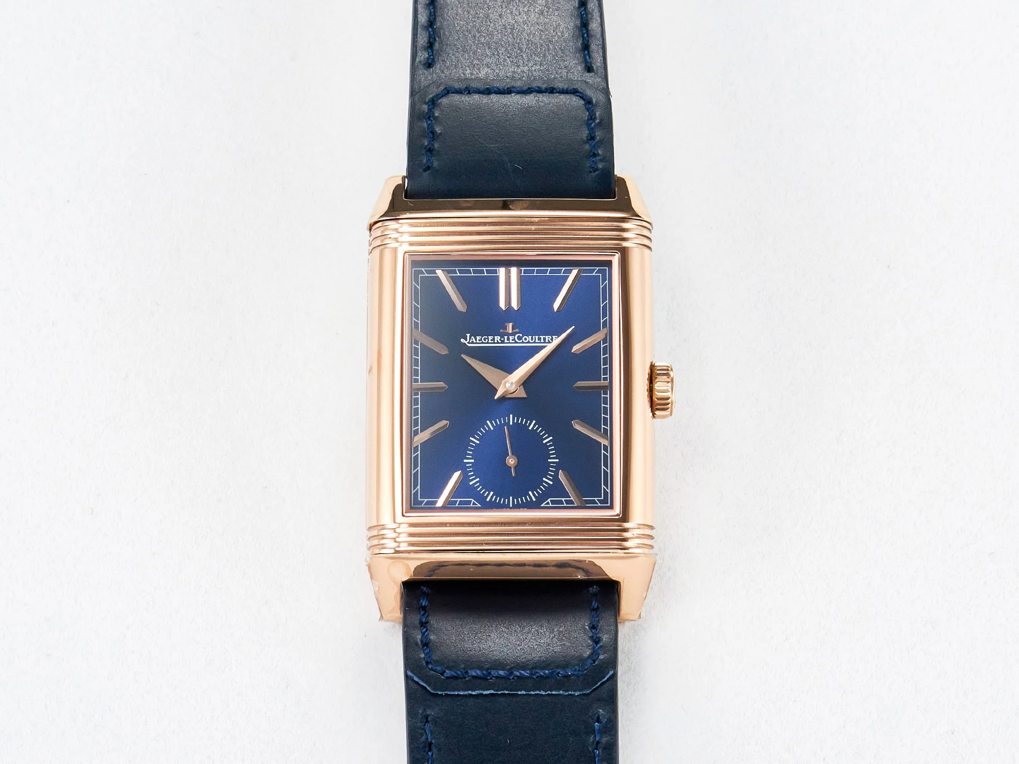 Reverso Tribute Duoface Small Seconds RG MGF Best Edition Blue Dial on Blue Leather Strap A854A