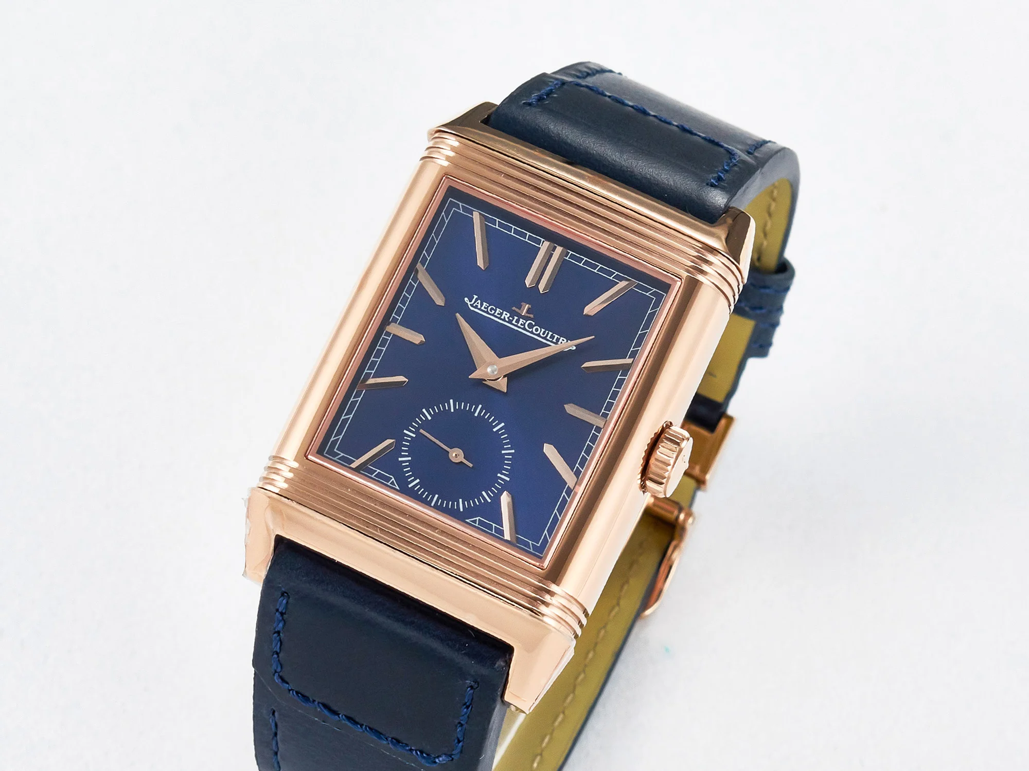 Reverso Tribute Duoface Small Seconds RG MGF Best Edition Blue Dial on Blue Leather Strap A854A