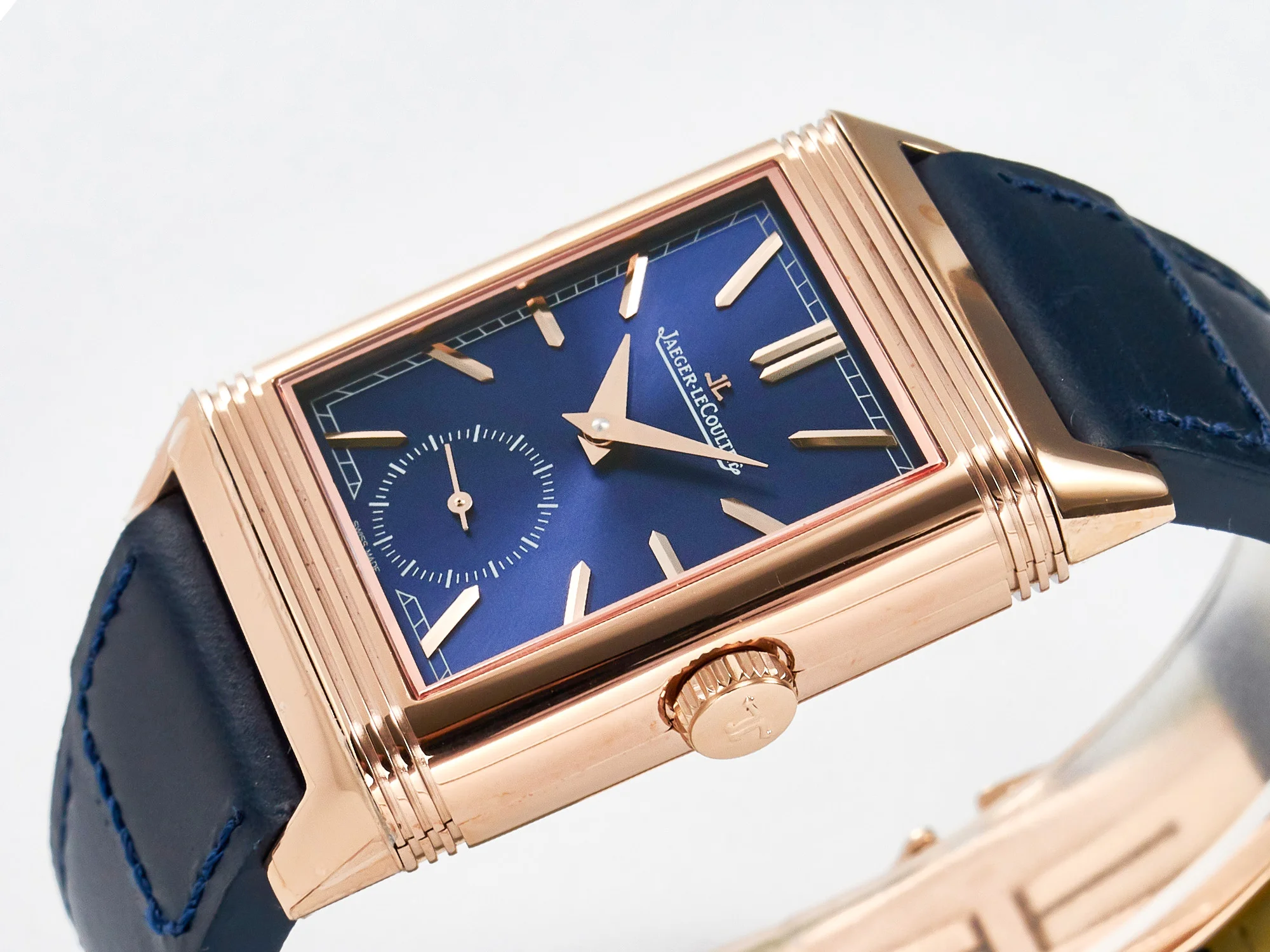 Reverso Tribute Duoface Small Seconds RG MGF Best Edition Blue Dial on Blue Leather Strap A854A