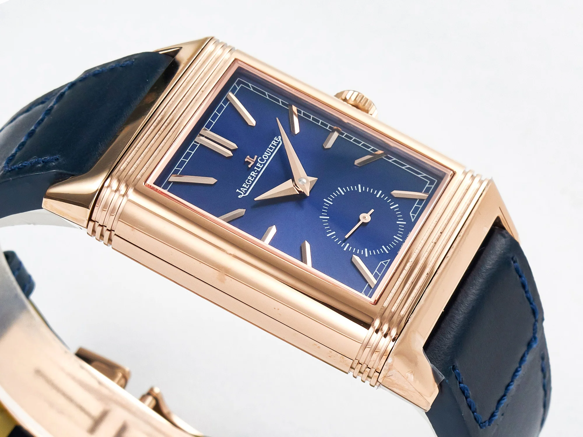 Reverso Tribute Duoface Small Seconds RG MGF Best Edition Blue Dial on Blue Leather Strap A854A