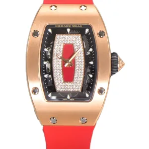 RM 007 Automatic Ladies in Rose Gold on Red Rubber Strap