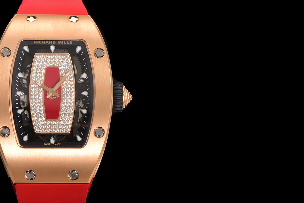 RM 007 Automatic Ladies in Rose Gold on Red Rubber Strap