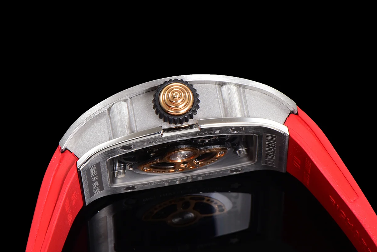 RM 007 Automatic Ladies in Steel on Red Rubber Strap