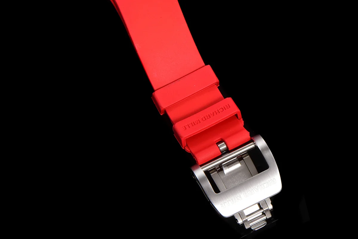 RM 007 Automatic Ladies in Steel on Red Rubber Strap