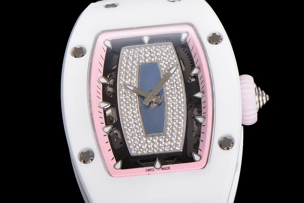 RM 007 Automatic Ladies White Ceramic Pink