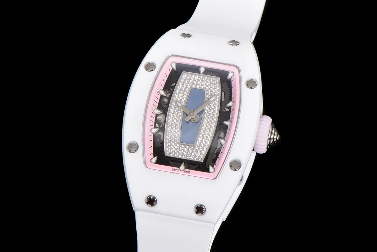RM 007 Automatic Ladies White Ceramic Pink