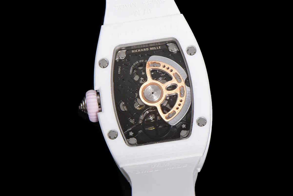 RM 007 Automatic Ladies White Ceramic Pink