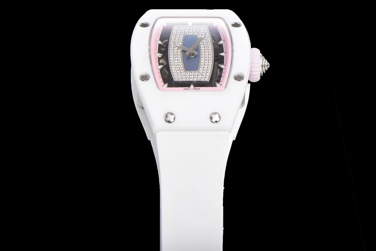 RM 007 Automatic Ladies White Ceramic Pink