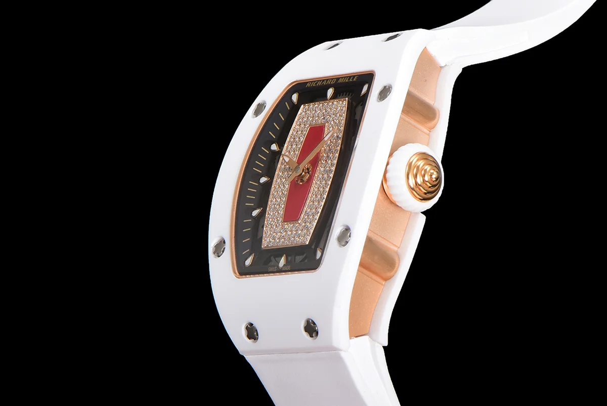 RM 007 Automatic Ladies White Ceramic Red Lips