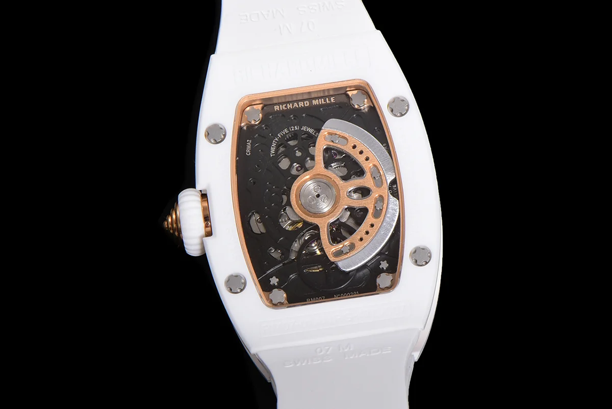 RM 007 Automatic Ladies White Ceramic Red Lips