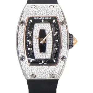 RM 007 Automatic Ladies with Diamond Bezel in Steel on Black Rubber Strap