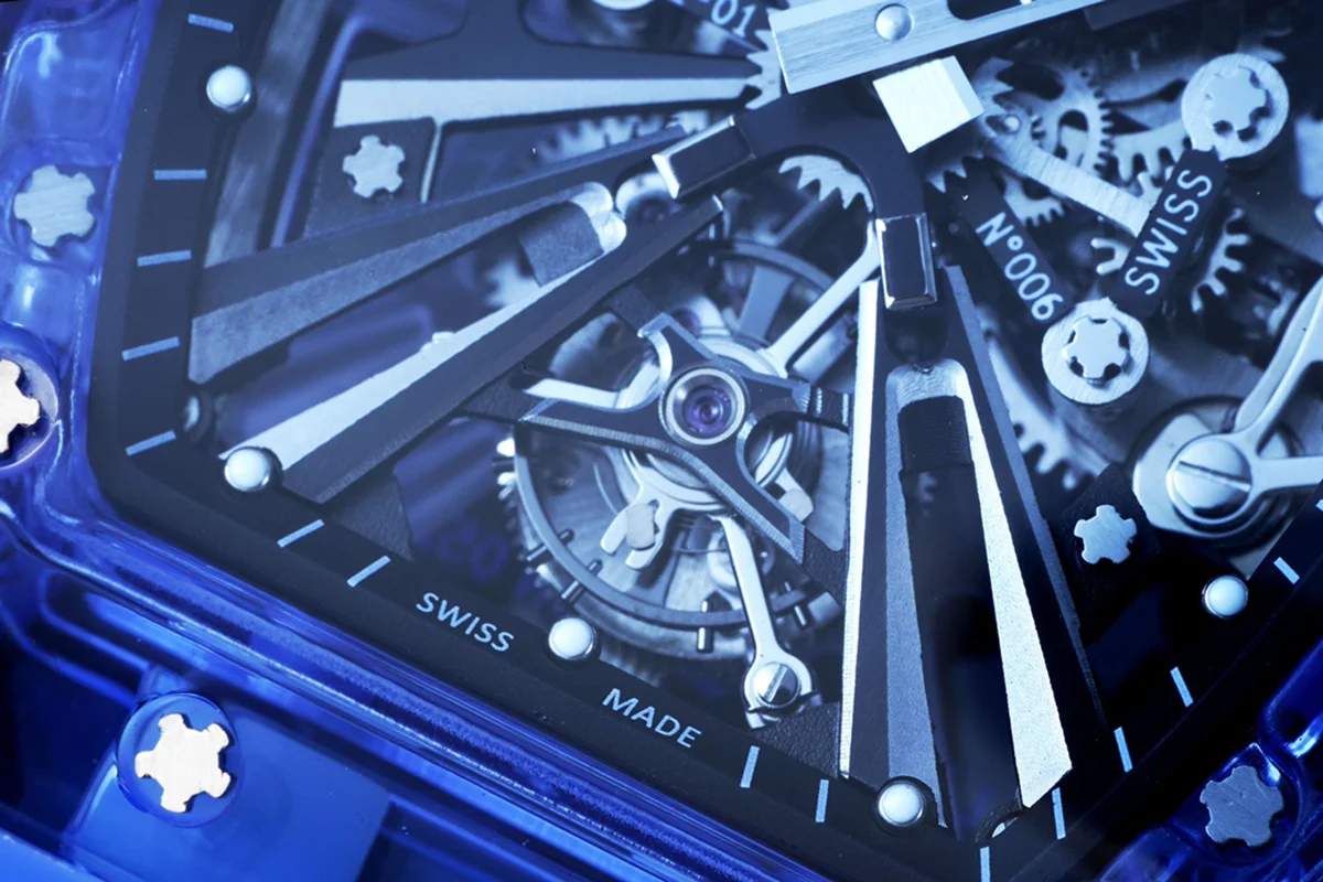 RM 012-01 Tourbillon Blue Sapphire on Transparent Rubber Strap