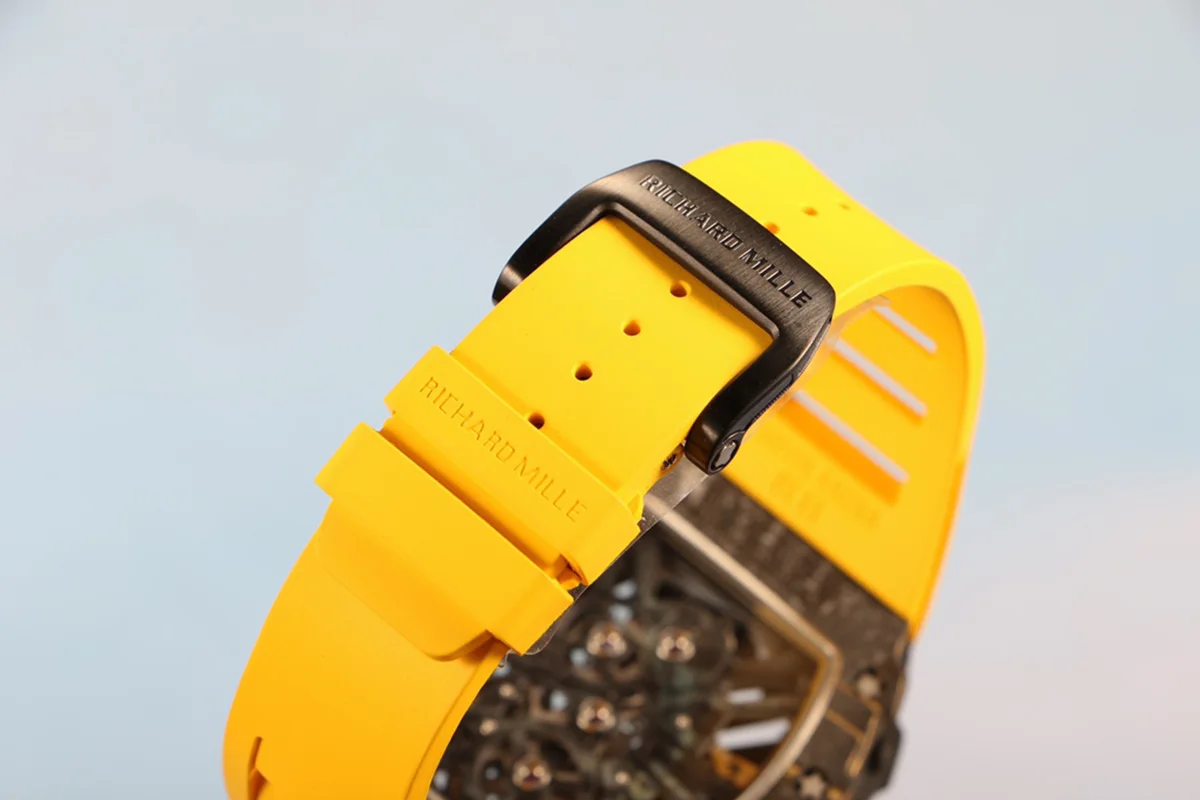 RM 012-01 Tourbillon NTPT Carbon on Yellow Rubber Strap